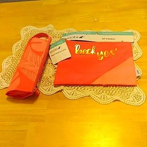 Yoobi bags, orange, for cosmetics, toiletries or whatever you want